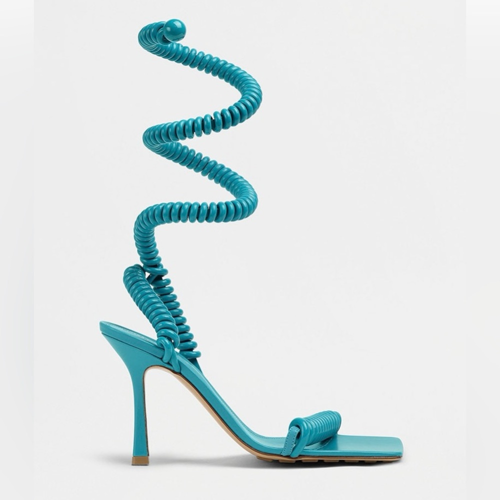 BOTTEGA VENETA WIRE STRETCH SANDALS BLUE SIZE 39.5